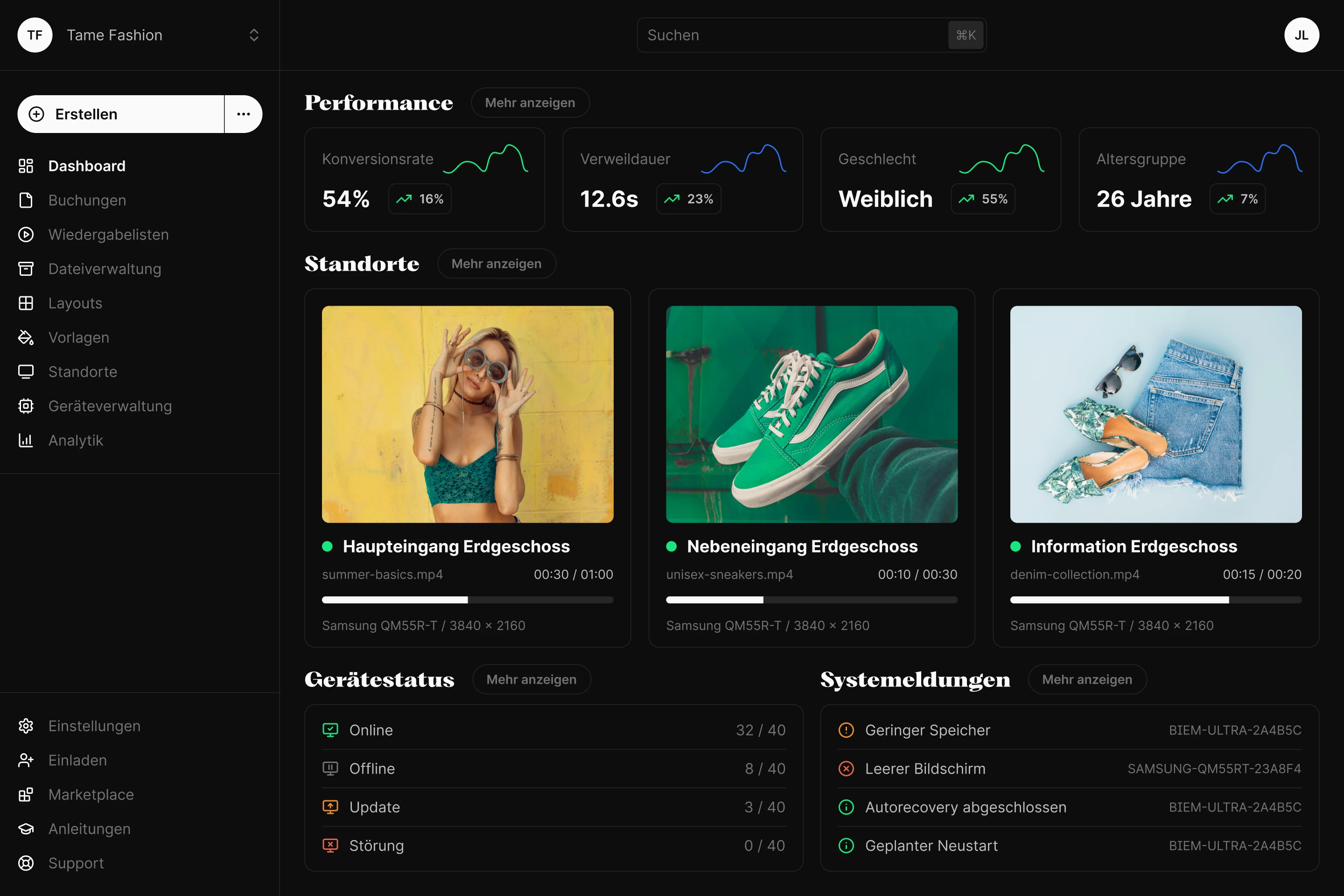 Biem Digital Signage CMS Dashboard