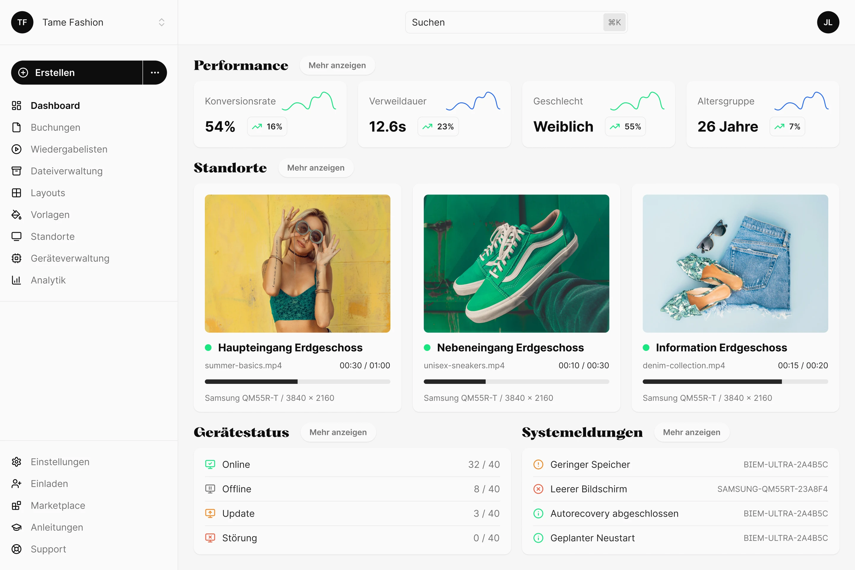 Biem Digital Signage CMS Dashboard
